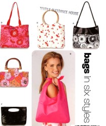 6391 6 STYLES TIED, HANDLE, STRAPPY HANDBAGS, PURSE PATTERN